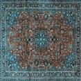 thumbnail image 1 of Ahgly Company Indoor Square Medallion Light Blue Traditional Area Rugs, 3' Square, 1 of 4