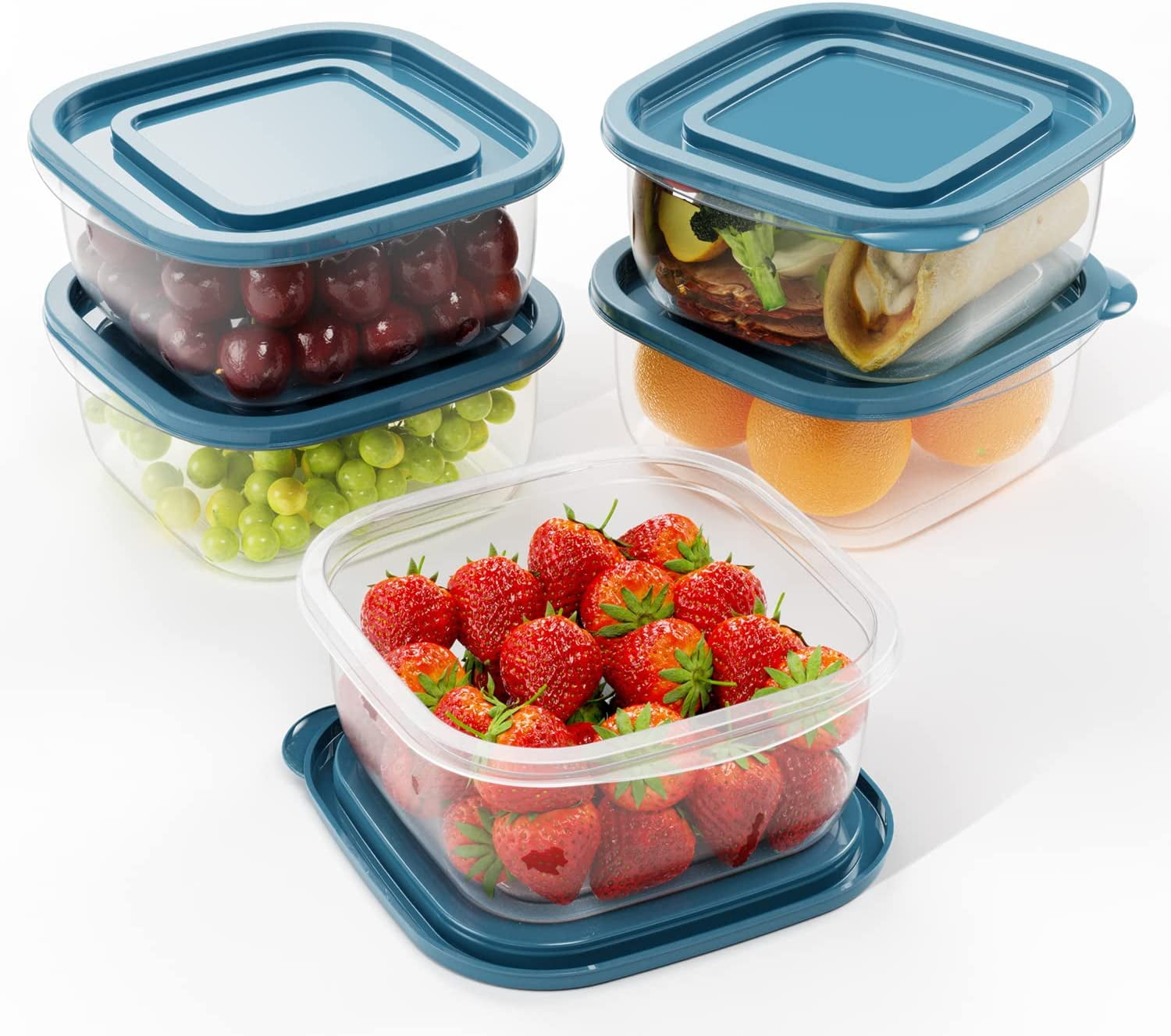 5PCS Square Plastic Portion Box Sets with Lids.Food Storage Box