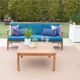 thumbnail image 2 of Noble House Perla 4 Piece Outdoor Acacia Wood Sofa Set in Blue, 2 of 16