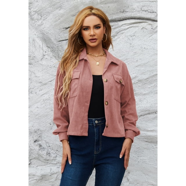 Chaqueta de pana de color liso, chaqueta con solapa, chaqueta de pana informal con botones