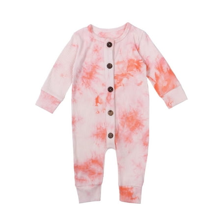 

ZIYIXIN Newborn Baby Girl Boy One Piece Romper Tie Dye Long Sleeve Bodysuit Jumpsuit Pajamas Fall Winter Outfits Orange 0-6 Months