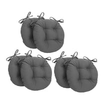 Blazing Needles 916X16RD-T-6CH-TW-GY 16 in. Solid Twill Round Tufted Chair Cushions, Steel Grey - Set of 6