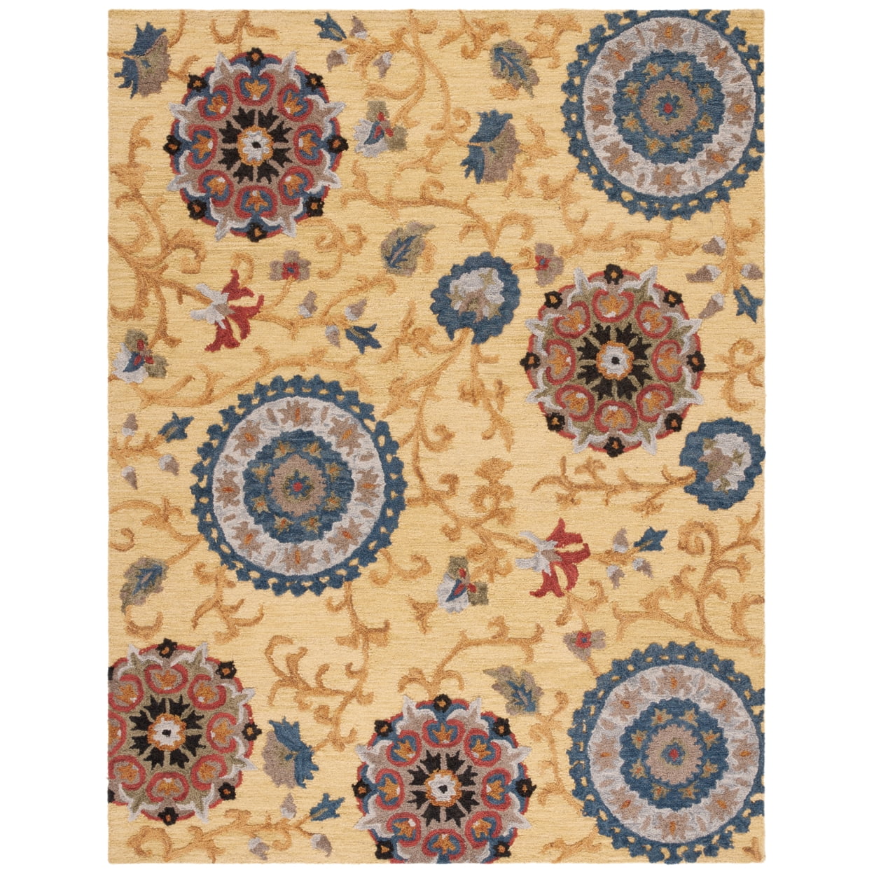 SAFAVIEH Blossom Danny Floral Wool Area Rug, Gold/Multi, 11' x 15'