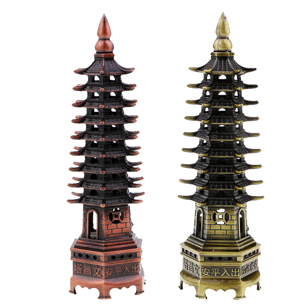 Chinese Buddhist Temple Statue Ornament WenChang Pagoda Stupa Tower Decor 