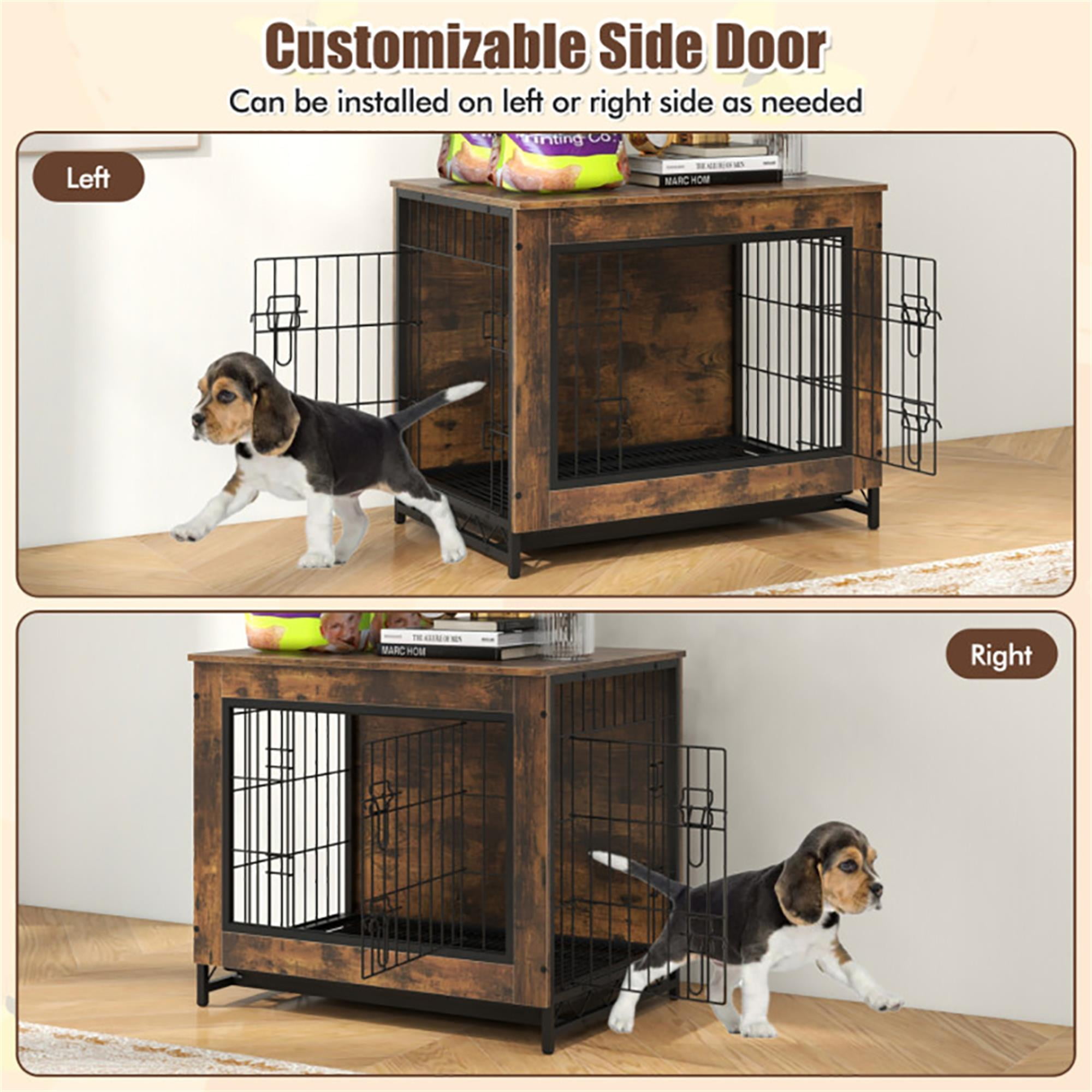 Demi Bonn 27" Dog Crate Furniture, Indoor Dog Kennel with Double Lockable Doors and Removable Tray, Decorative Pet Cage Dog House, Brown