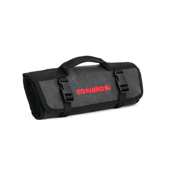 Go Rhino Gear Bag XG1040-01 XVenture; Roll-Up Style; With 23 Interior Pockets; With Go Rhino Logo; Gray with Red Logo Waxed Canvas; With 2 Dust Flaps
