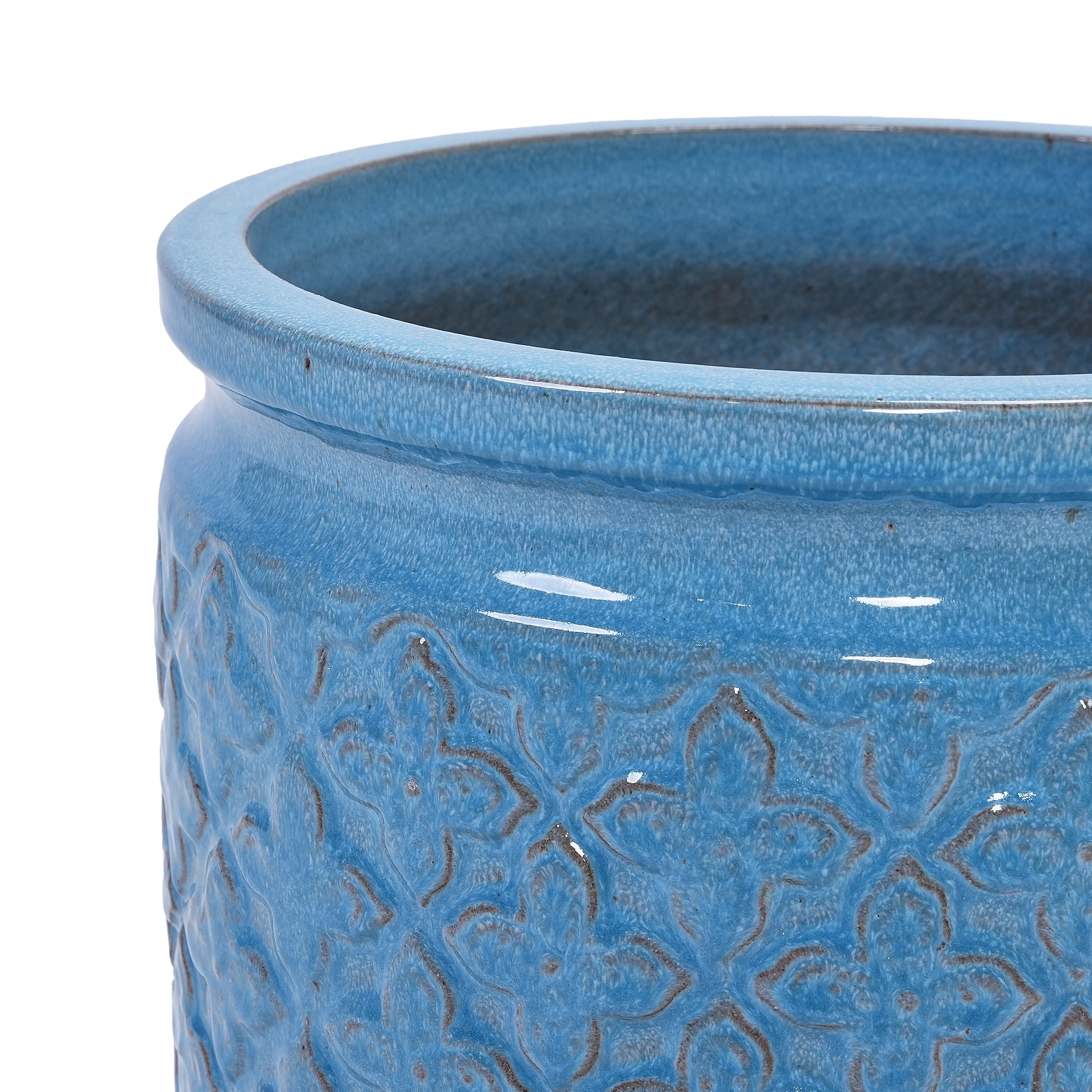 MAYEERTY 3 Pack Ceramic Plant Pots, Planter for Indoor Outdoor Patio, Garden, Blue