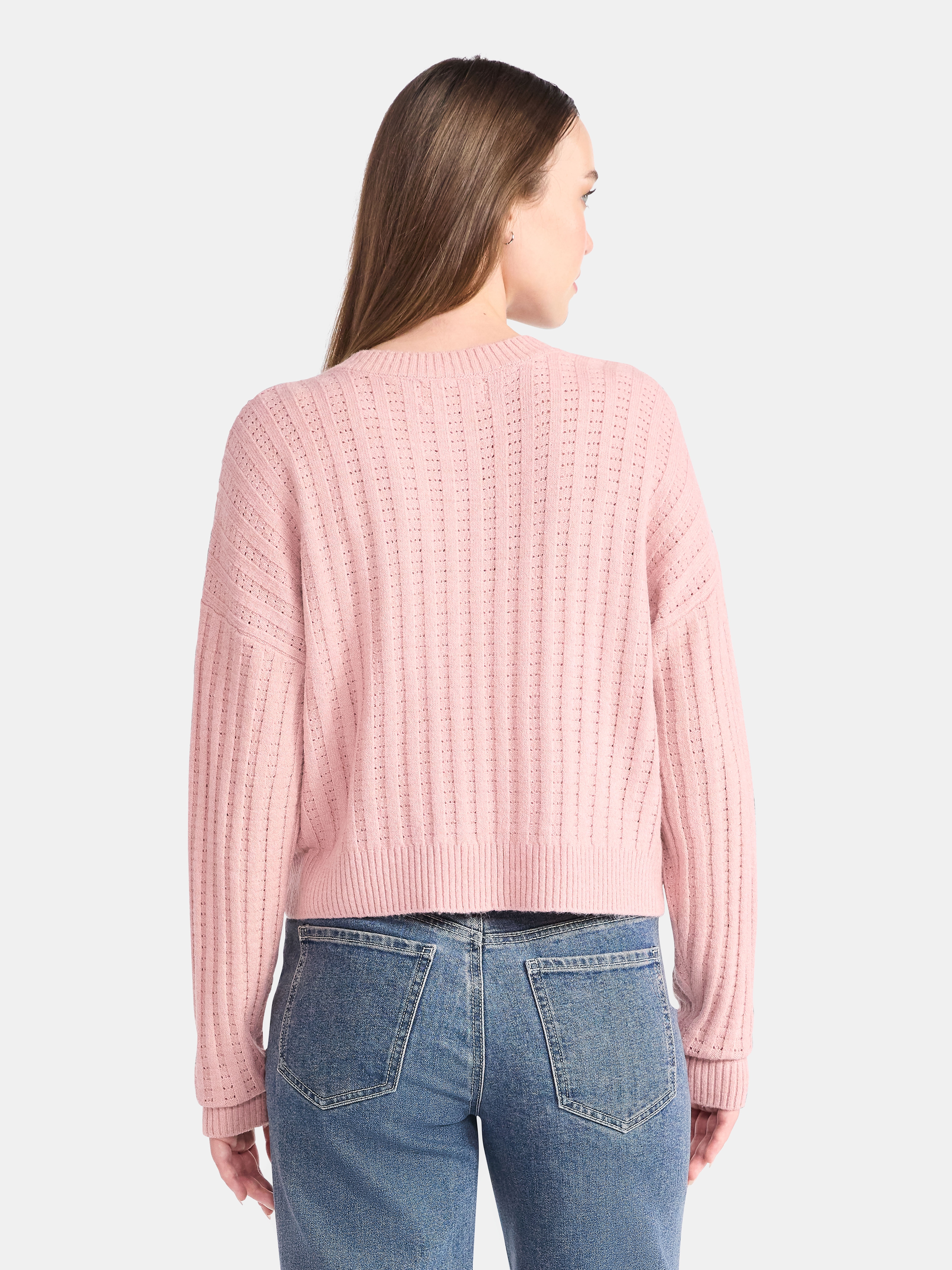 No Boundaries Pointelle Henley Pullover, Women's