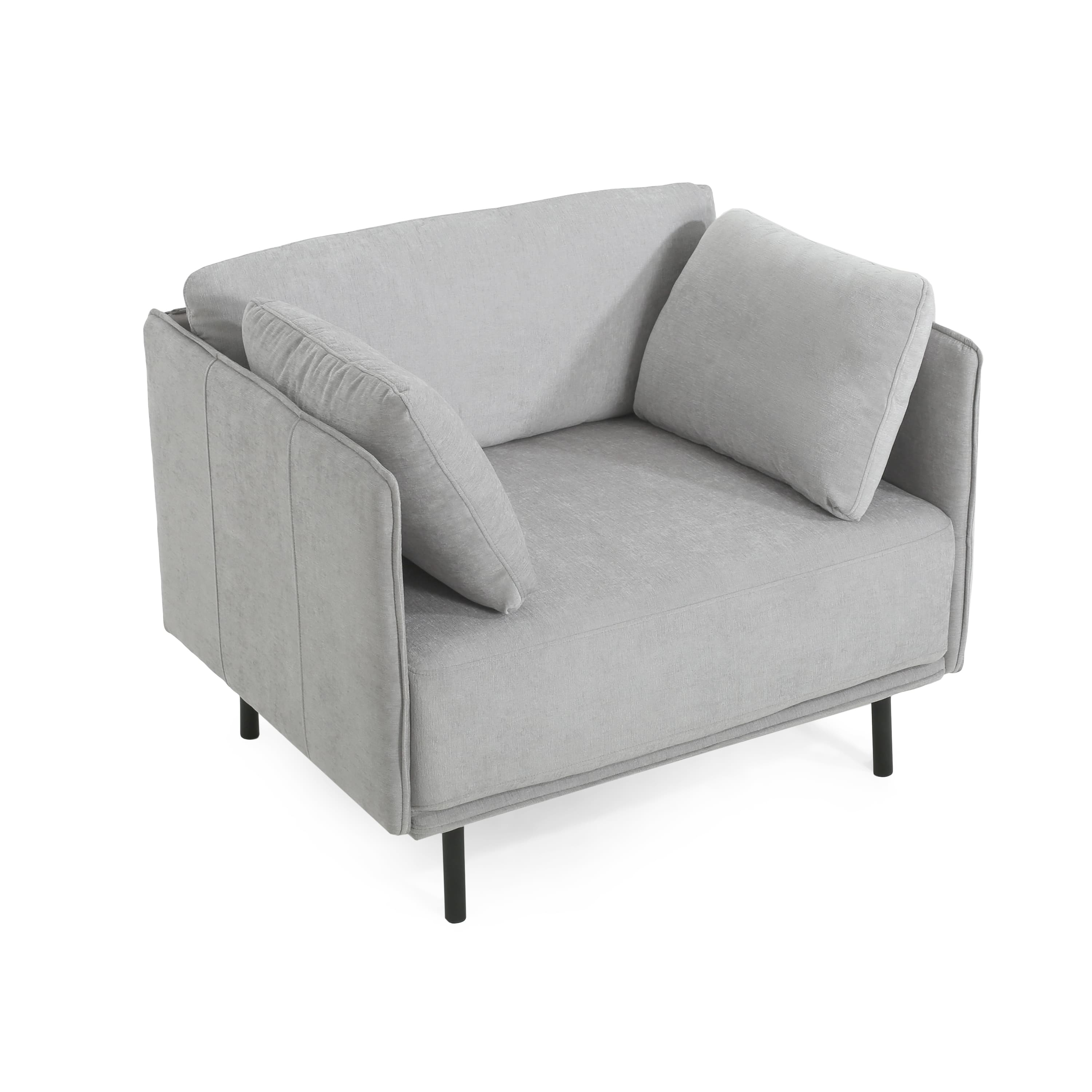 MAYEERTY 39" Vintage Gray Polyester Lounge Chair - Solid Wood Frame, Steel Legs & Accent Seating