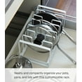 thumbnail image 2 of Yamazaki Home  Adjustable Pot Lid and Frying Pan Organizer, Steel, Holds 15.4 lbs - L 7.87 x W 13.78 x H  7.09 inches White, 2 of 5