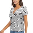 thumbnail image 2 of Wukai Pandas Between Clouds and Stars Casual V-Neck Graphic Tees for Women: Lightweight and Breathable Summer Tops with Stylish Design-XX-Large, 2 of 8