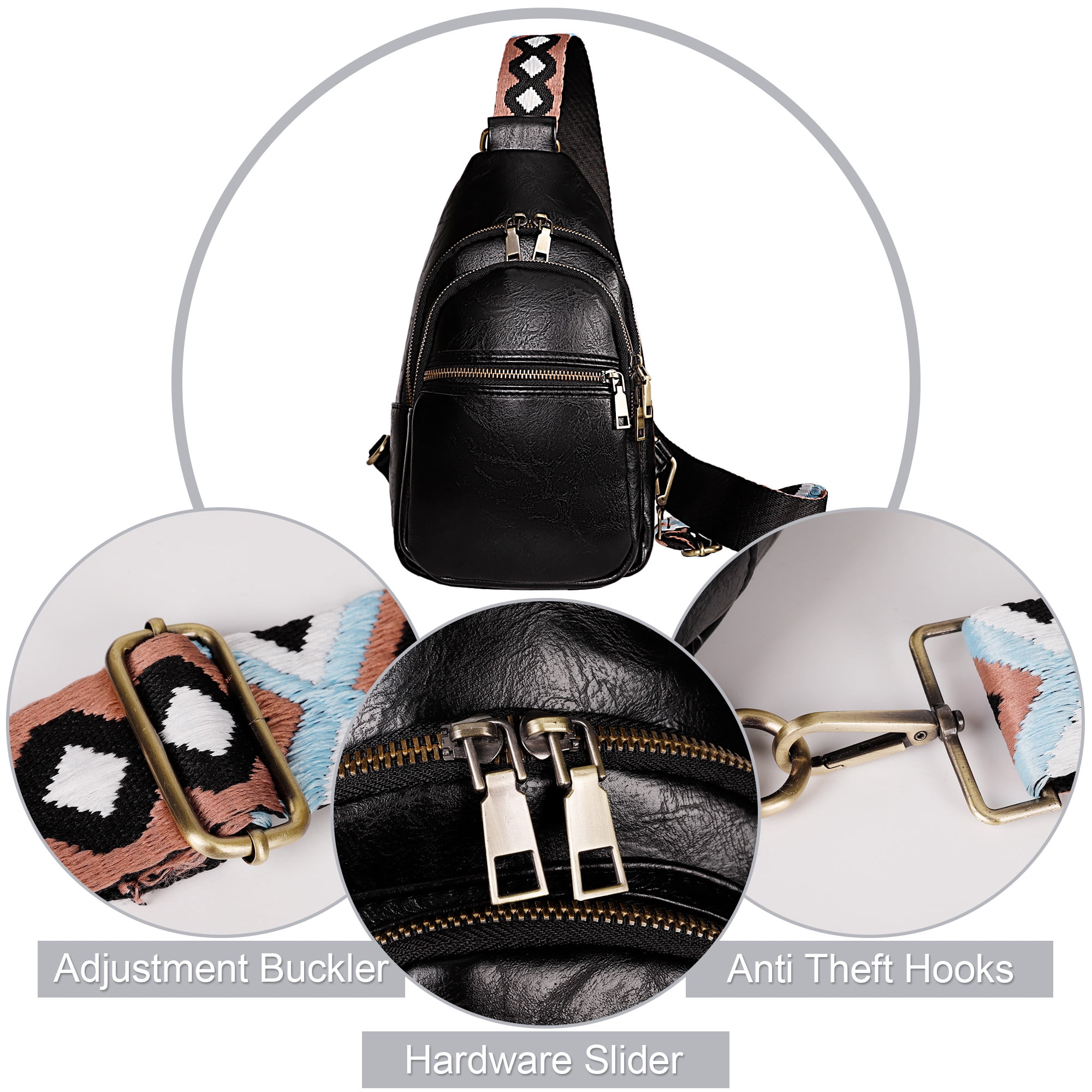 Leather Sling Bag Crossbody Backpack for Women Trendy