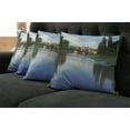 thumbnail image 5 of Ambesonne Nature Throw Pillow Cover 4 Pack, River Bridge Town Trees, 16", Green Blue, 5 of 5