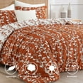 thumbnail image 3 of Lanco 3 Piece Terracotta Comforter Set, Full Size Solid Microfiber Print Bedding Set, All Season Leaves Bedding, 3 of 8