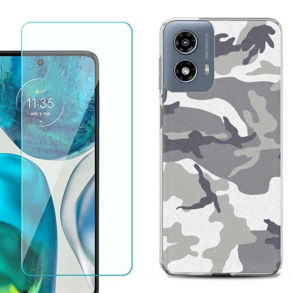 OneToughShield ® Shockproof Phone Case Compatible with Motorola Moto G Power 5G 2024, with Tempered Glass Screen Protector - Urban Camo