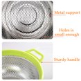 thumbnail image 5 of Stainless Steel Colander With Handle and Legs Green Large Metal Strainer,Stainless Steel Perforated Metal Colander Strainer for Fruits,Veggies,Pasta,Salads,Dishwasher Safe, 5 of 7