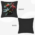 thumbnail image 6 of Set of 2 Decorative Throw Pillow Covers 18x18in - Vibrant Botanical Floral Design with Red Pink & Yellow Flowers on Dark Background - Perfect for Couch Bed Car, 6 of 8