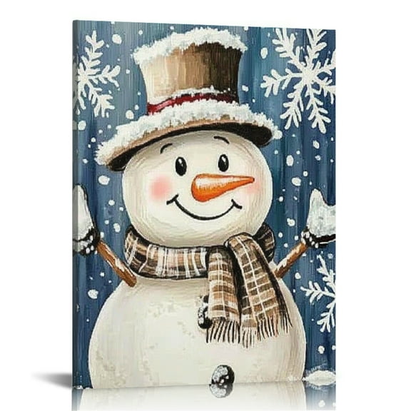 Patifu Snowman Snowflakes Winter Wall Decor Canvas Art for Home 12x16 in