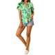 thumbnail image 2 of CAMISAS DE MUJER INSPIRADORAS CHIC Hawaianas de Manga Corta con Botones de Flores Tropicales S Mint, 2 of 7