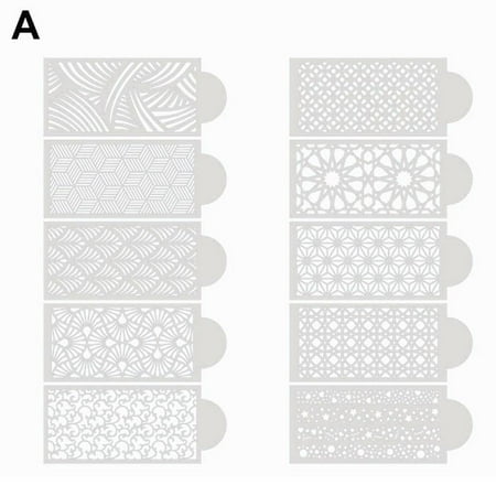 

10pcs/set Cake Decorating Stencil Plastic Stencil Mold Duster Tool Flower I7G9