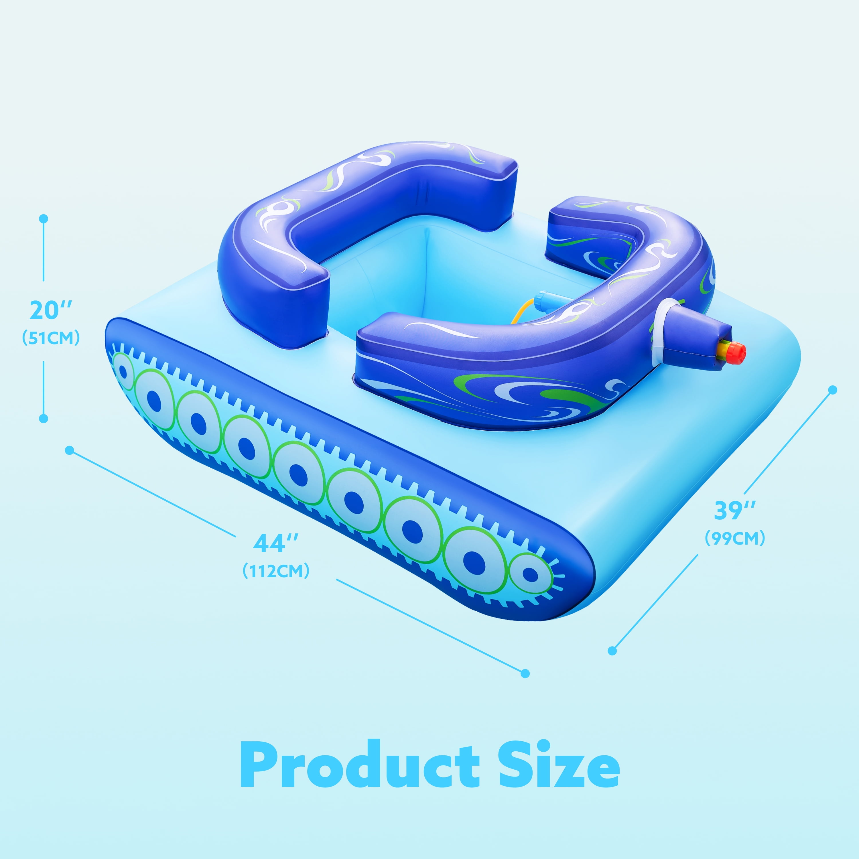 Joyfy Inflatable Tank Pool Float for Kids, Ride-On Float with Water Squirt Guns, Ideal for Summer Beach & Pool Party Water Battle Games