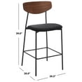 thumbnail image 3 of SAFAVIEH Ryker Scandinavian Counter Stool, Walnut/Black (20.3 in. W x 20 in. D x 39 in. H), 3 of 12