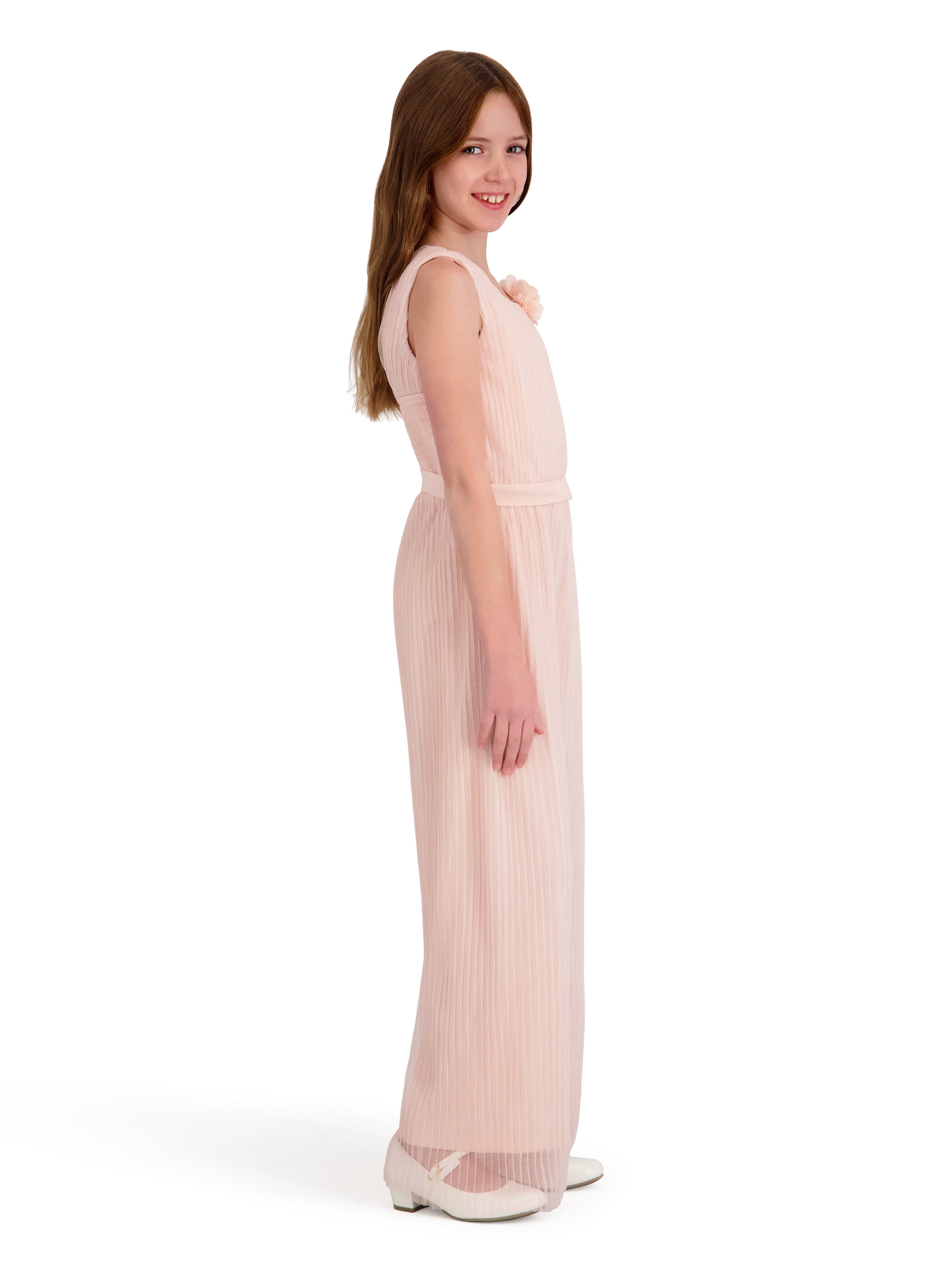 Kensie Girl Sleeveless Pleated Lurex Mesh Jumpsuit, Sizes 4-16