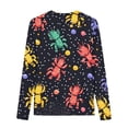 thumbnail image 4 of Blusas y camisas de manga larga con cuello redondo Camisas con estampados de manga larga Cuello redondo lindo Blusas casuales elegantes Ropa Camisas de cuello redondo Niña Top de poliéster, 4 of 5
