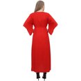 thumbnail image 5 of Bimba Women Red Drawstring Maternity Sleepwear 3/4 Sleeve Moms Maxi Dress - 12, 5 of 7