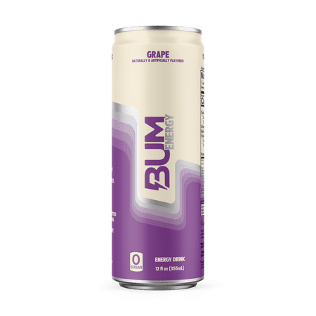 Bum Energy Grape Energy Drink, 112 mg Natural Caffeine, 12 fl oz Can