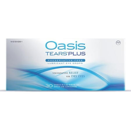 Oasis TEARS PLUS Lubricant Eye Drops Preservative-Free 30 containers, 0.3 ML/0.01 FL (Best Artificial Tears No Preservatives)