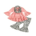 thumbnail image 1 of MesaSe Toddler Baby Girls Spring Princess Flare Pants Set O-Neck Ruffles Tops + Bell Bottom Pants Headband, 1 of 6