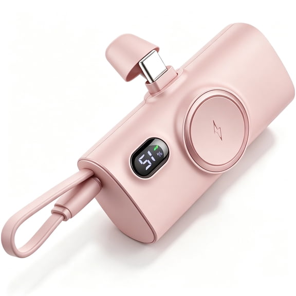 HopePow Magnetic Portable Charger Power Banks for iphone Cell Phones iWatch Android with LED Power Display 5000mah Mini Power Banks Compatible with iPhone 17/16/15/Series,Android,Pink