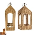 thumbnail image 5 of Modern Rattan Cathedral Arch Candle Holder 14 Inch Hand Woven Wicker for Indoor Outdoor Tabletop Decor, 5 of 9