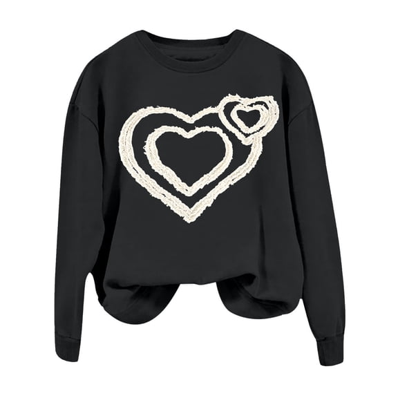 Valentine's Sweatshirt for Women Cute Love Heart Shirt Daily Home Outdoor Workout Long Sleeve O Neck Printed Street Blouse Romantic Gift Pullover Tops