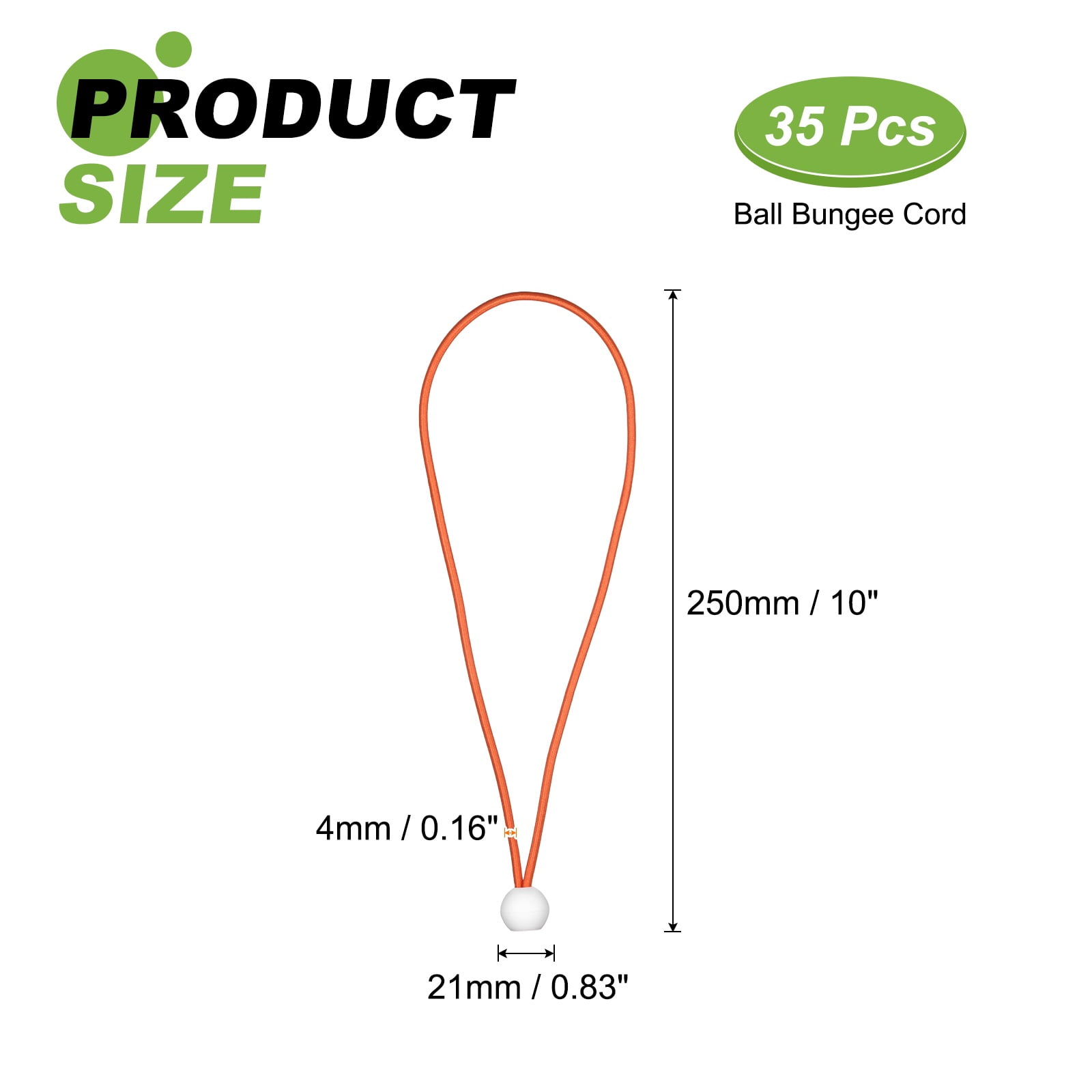 Ball Bungee Cord 12 Inch, 35 Pcs Bungee Cords with Balls Canopy Tarp Tie Downs Cords Elastic String for Outdoor Camping Cargo Shelter Tent Poles, Orange