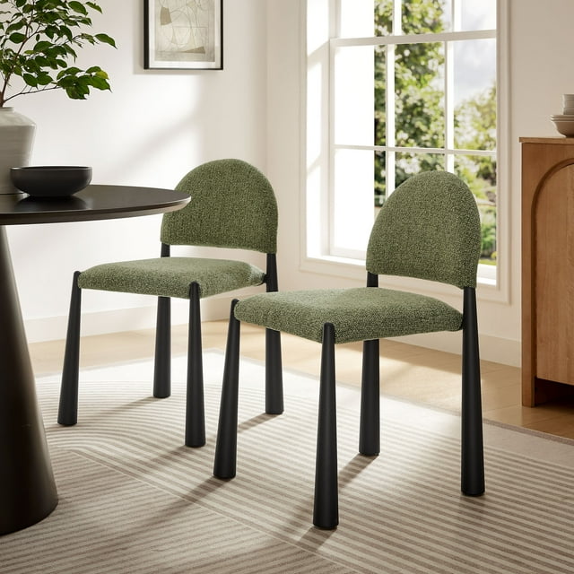 Modway Hayley Upholstered Fabric Dining Side Chair, Black Leaf