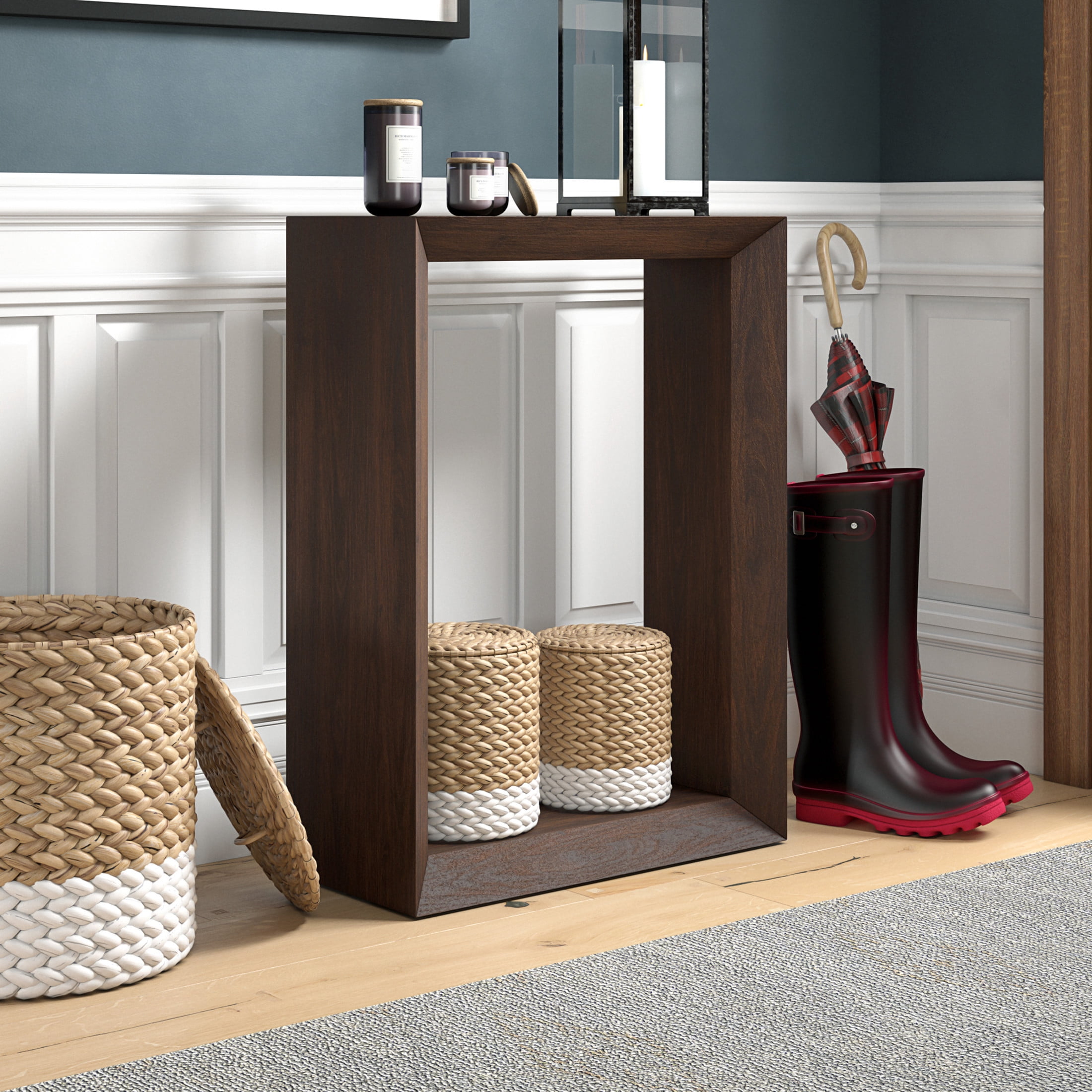 Evelyn&Zoe Modern Farmhouse 22" Wide Alder Brown Console Table