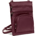 thumbnail image 4 of TOVOSO Crossbody Bag for Women, Genuine Leather Multi-Pocket Purse with Adjustable Strap, RFID Protection, Built-In Wallet, X-Large, Wine, 4 of 8