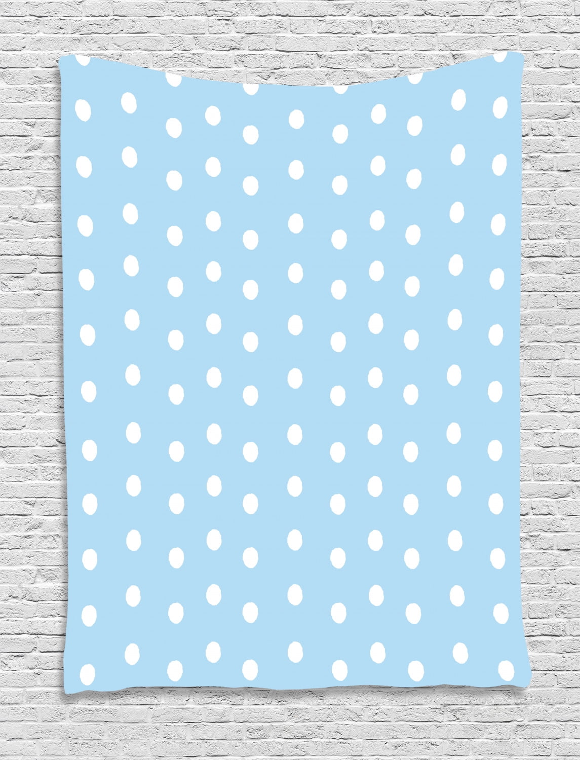 Aqua Tapestry, Watercolor Style White Spots on Blue Backdrop Retro Style  Polka Dots Baby Pattern, Wall Hanging for Bedroom Living Room Dorm Decor,  40W  Aqua Tapestry, Watercolor Style White Spots on Blue Backdrop Retro Style  Polka Dots Baby Pattern, Wall Hanging for Bedroom Living Room Dorm Decor,  40W