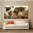 thumbnail image 5 of Original by BoxColors LARGE 30"x 60" 3 Panels 30"x20" Ea Art Canvas Print World Map Abstract background Texture Metal Wall Decor Home Office (Included framed 1.5" depth), 5 of 5