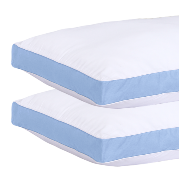 Gold Textiles Queen Set of 2 Blue Gusset Pillows 18x26 inches for