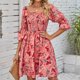 thumbnail image 5 of Vestido de una línea de mujer Vestido de verano sin espalda con cuello cuadrado para cóctel (Rosa S) FLhrweasw Para estrenar, 5 of 7