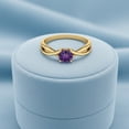 thumbnail image 3 of 0.50 Ctw Round Amethyst Solitaire 925 Sterling SIlver Gold Vermeil Split Shank Valentines Day Gifts Ring, 3 of 6