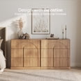 thumbnail image 3 of BELLEZE Sideboard Cabinet with 3 Drawers, Set of 2 Modern Wood Buffet Cabinet with Arc Design, Large Fluted Sideboard with Storage for Dining Room Living Room Entryway, Camel, 3 of 7