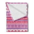 thumbnail image 2 of Nordic Soft Flannel Fleece Blanket, Geometric Abstract Snowflake Pattern European Ornamental Knitting Design, Cozy Plush for Indoor and Outdoor Use, 50" x 70", Lilac Dark Coral White, by Ambesonne, 2 of 5