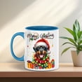 thumbnail image 2 of Merry Christmas Santa Rottweiler Scarf Twinkling Lights Xmas Holiday 11oz Accent Two-tone Mug Rottie Dog Lover Gifts Idea Coffee Tea Cup - 00022, 2 of 5