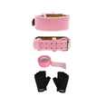 thumbnail image 1 of Gym Faja Lumbar Cinturón Pesas Ejercicio Mujer Y Guante 3pcs Talla M Malubero Rosa, 1 of 5