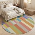 thumbnail image 4 of Small Round Rug 3Ft, Colorful Striped Non-Slip Washable Circle Rugs Carpet, Modern Staggered Stripes Indoor Outdoor Rug Floor Mats Throw Runner for Bedroom Living Room Bathroom, 4 of 8