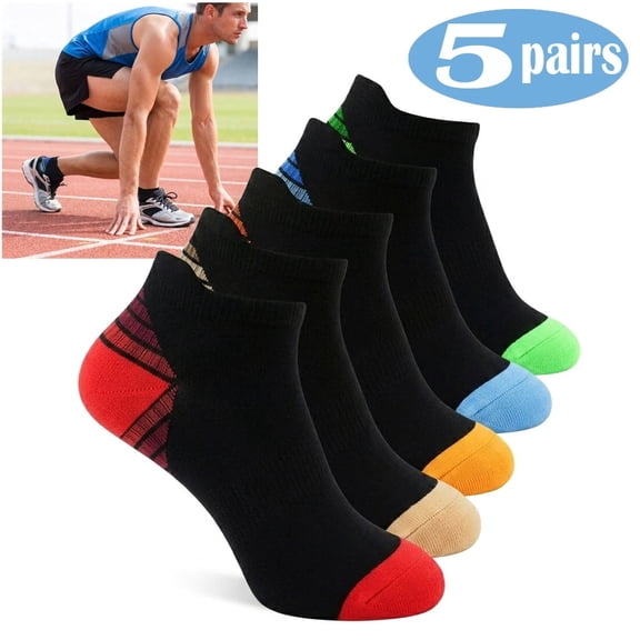 5 Pairs Compression Ankle Socks for Men & Women – Running Athletic Socks with Arch Support, Breathable Mesh & Durable Cushioning